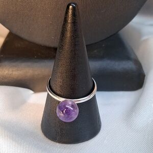 P43. 925 Sterling Silver Amethyst Ring, Stamped JCM , Size 7